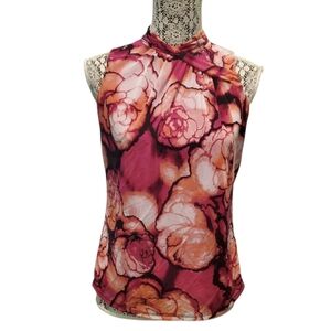 Worthington Women's Floral High Neck Sleeveless Top Small Petite